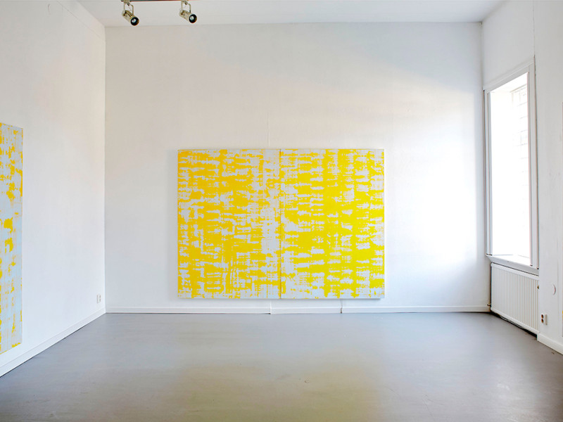 Focus on yellow diptyk. Oil/Board, 183 X 244 cm.