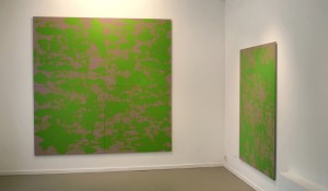 Interior with fourparted Green painting. Acryl/Board, 244 X 244 cm.